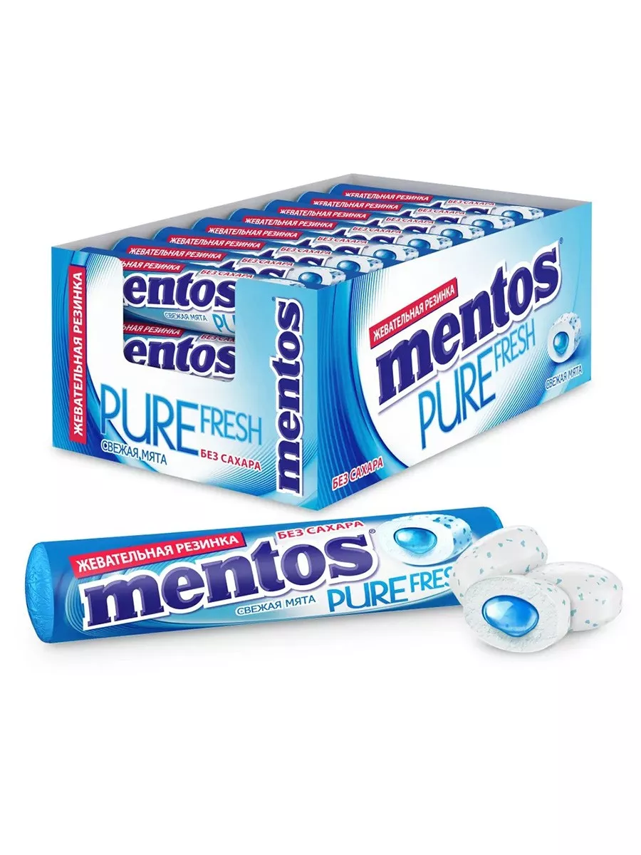 Сколько ментоса в упаковке. Жевательная резинка mentos Pure Fresh свежая мята 15.5 г. Жевательная резинка ментос 15.5 гр. Ментос ПФ (ролл) свежая мята 12*24*15,5 г. Жев резинка mentos 15,5 г Pure Fresh.