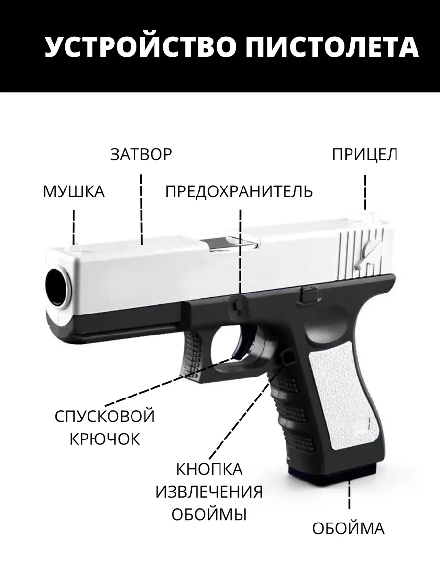 Glock Игрушечный пистолет с пульками, гильзами и глушителем