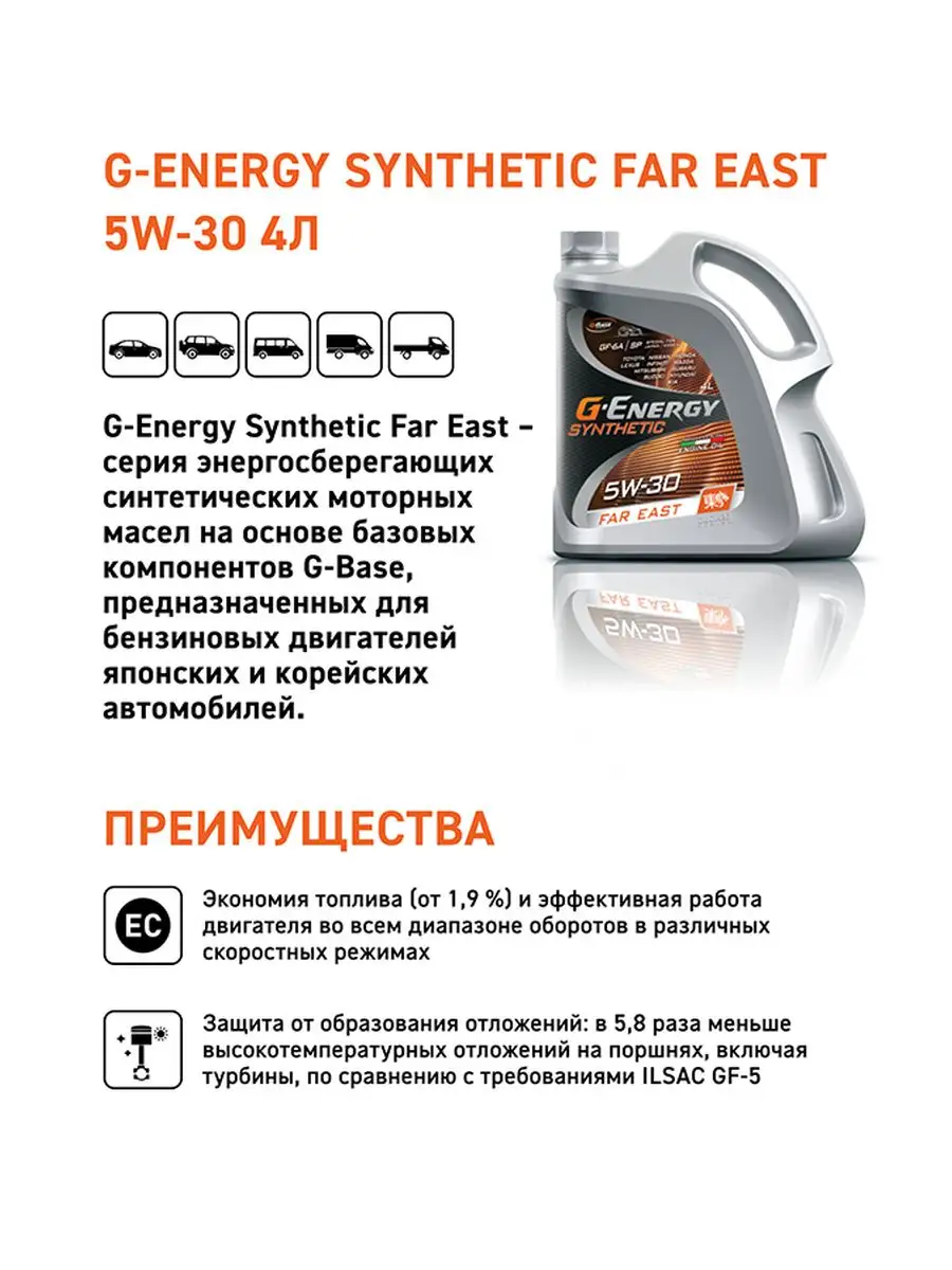 G-energy Масло моторное Synthetic Far East 5W-30 Фар Ист