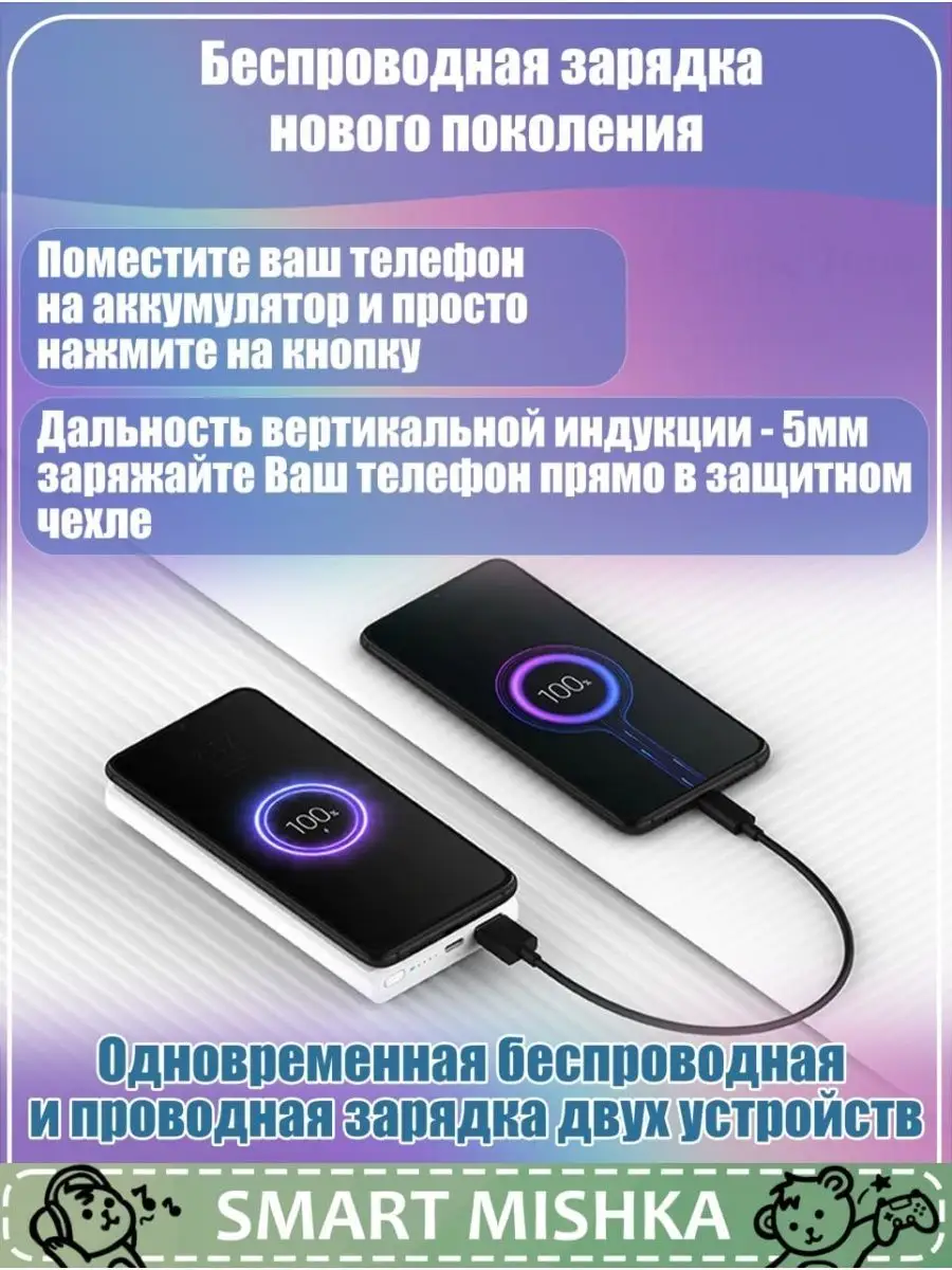 Внешний аккумулятор с функцией беспроводной зарядки Xiaomi Mi Wireless  Power Bank 10 000 mAh