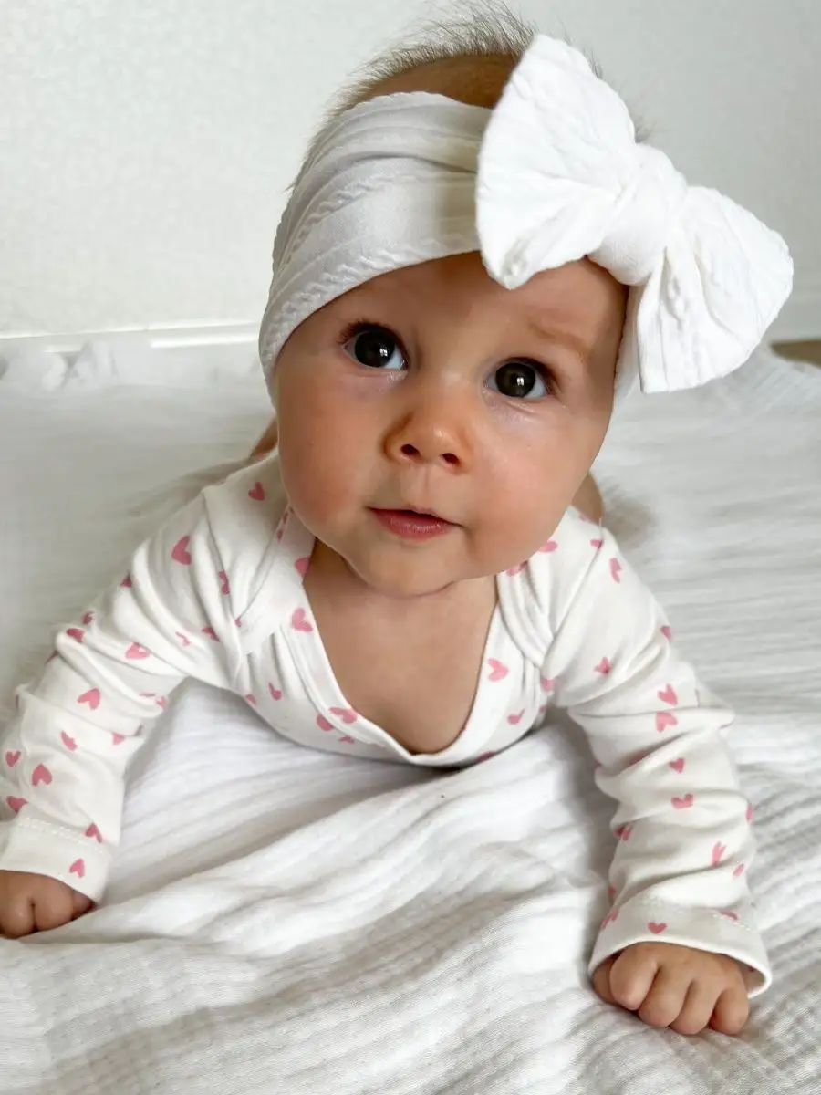 OLANT BABY повязка на голову с бантом цвет молочный